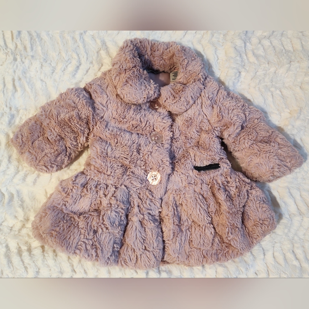 Calvin Klein Soft Pink Faux Fur Coat